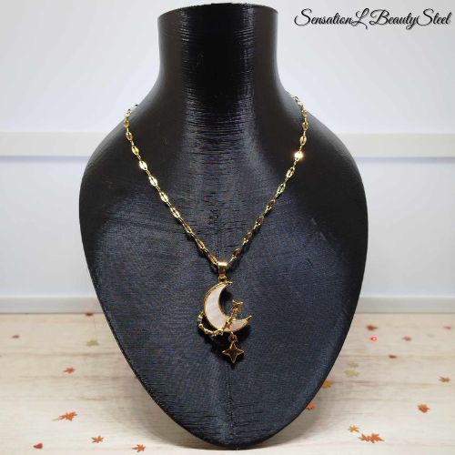 Collier Lune et Étoiles Cristallines