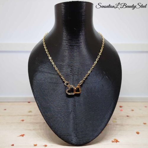 Collier Cœurs Entrelacés Cristallins