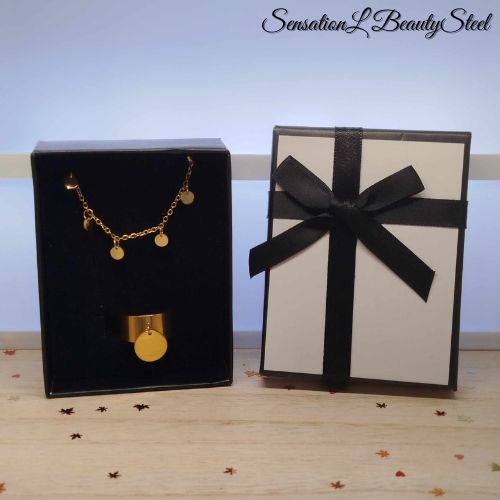 Parure Médaillons Dorés – Les Deux Pièces : Collier & Bague