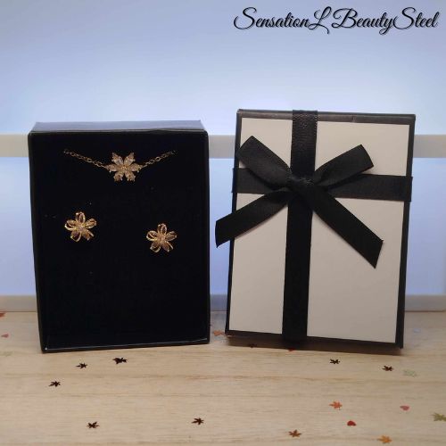 Parure Fleurs Cristallines – Les Deux Pièces : Boucles d'Oreilles & Bracelet