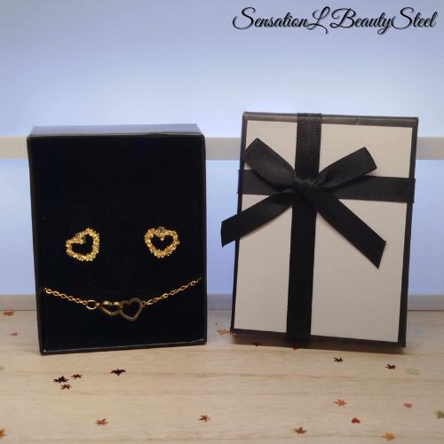 Parure Cœurs Entrelacés – Les Deux Pièces : Boucles d'Oreilles & Bracelet
