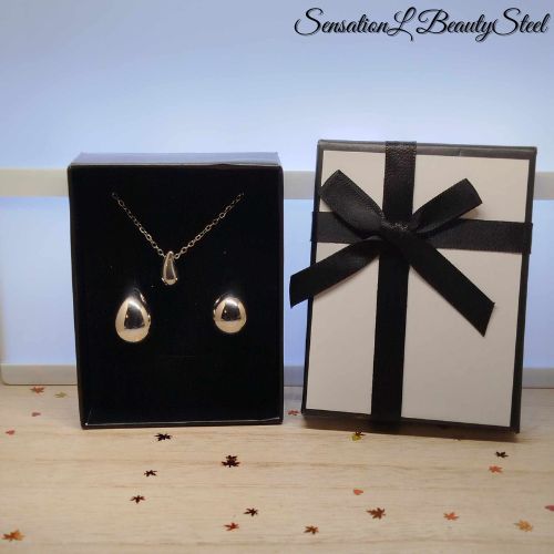 Parure Goutte d'Eau – Les Deux Pièces : Collier & Boucles d'Oreilles