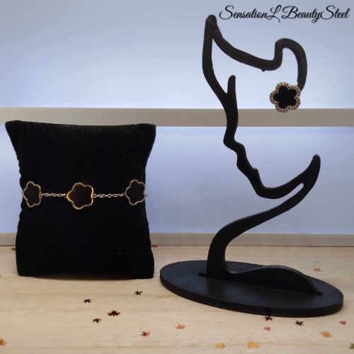 Parure Fleurs Noires – Zoom détail