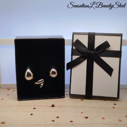 Parure Goutte d'Eau – Les Deux Pièces : Boucles d'Oreilles & Bague