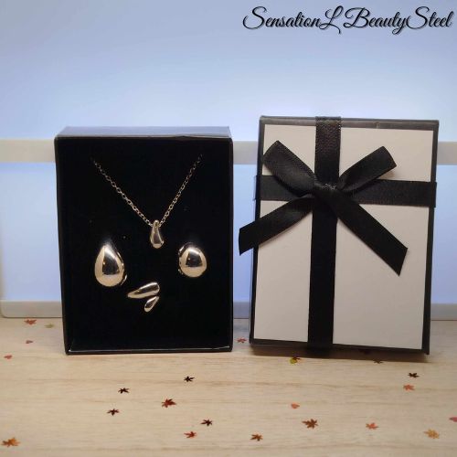 Parure Goutte d'Eau – Les Trois Pièces : Collier, Boucles d'Oreilles & Bague